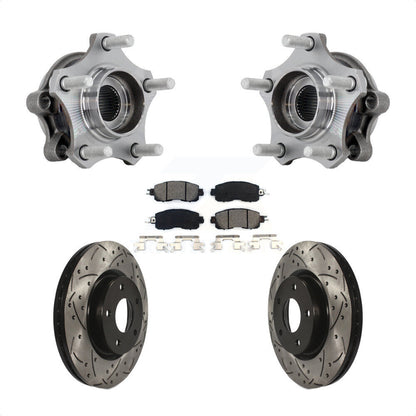 Hub Bearing Drilled Slot Brake Rotor & Pad Front Kit For 2019-2023 Nissan Altima
