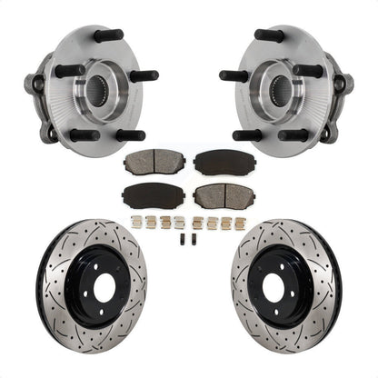 Hub Bearing Coated Drill Slot Brake Rotor Pad Front Kit For 2016-2023 Mazda CX-9