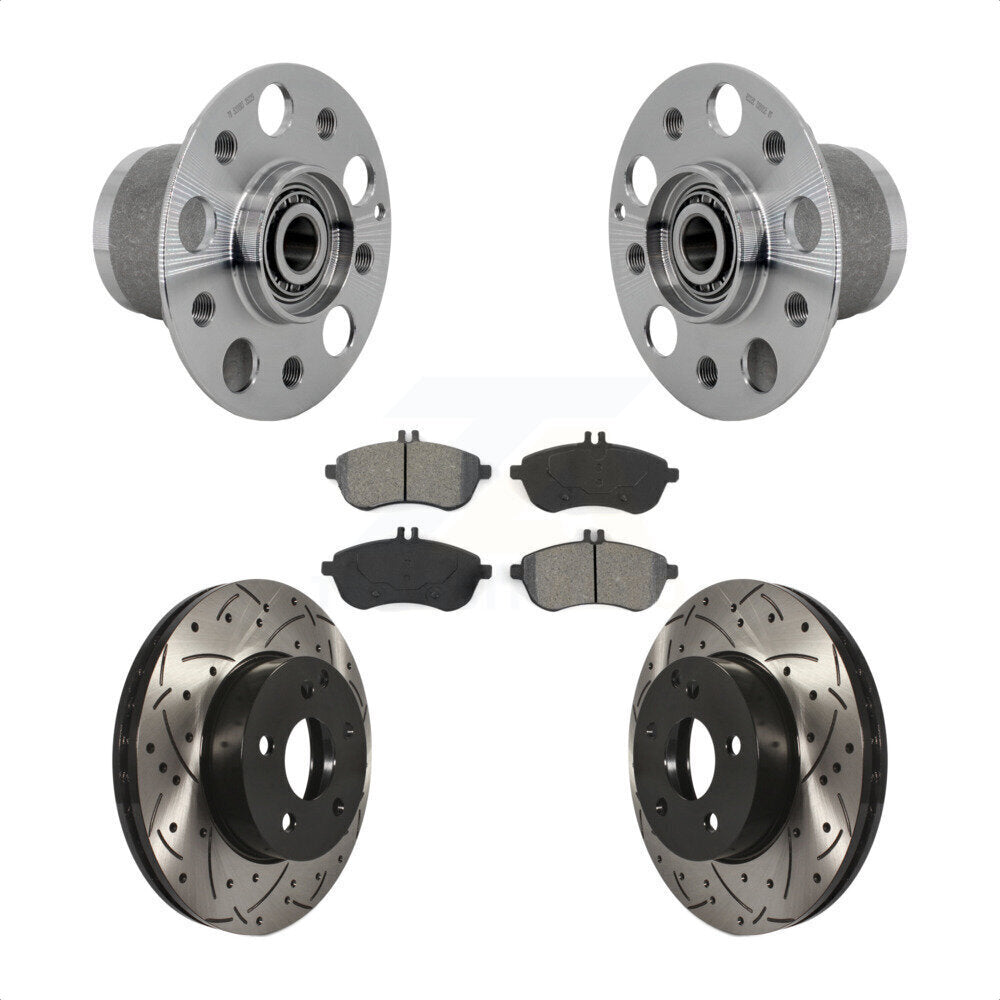 Hub Bearing Drilled Slot Brake Rotor & Pad Front Kit For Mercedes-Benz C300 C250