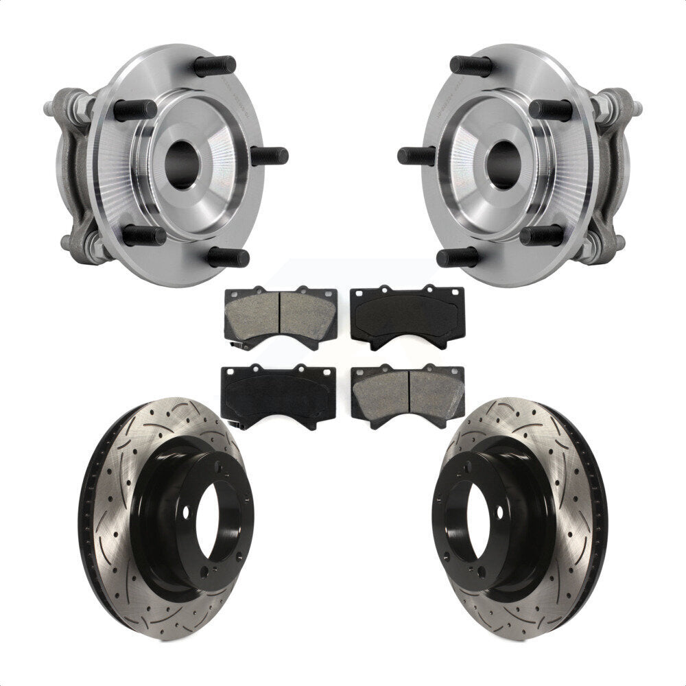 Hub Bearing Drilled Slot Brake Rotor Pad Front Kit For Toyota Tundra Sequoia RWD