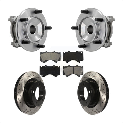 Hub Bearing Drilled Slot Brake Rotor Pad Front Kit For Toyota Tundra Sequoia RWD