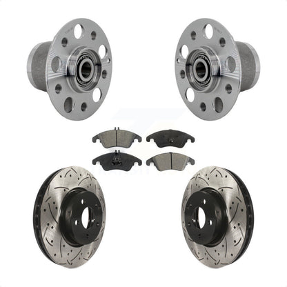 Hub Bearing Drilled Slot Brake Rotor & Pad Front Kit For Mercedes-Benz C300 E350