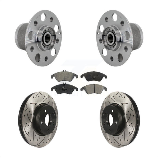 Hub Bearing Drilled Slot Brake Rotor & Pad Front Kit For Mercedes-Benz C300 E350