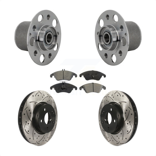 Hub Bearing Drilled Slot Brake Rotor & Pad Front Kit For Mercedes-Benz E350 E400