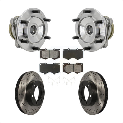 Hub Bearing Drilled Slot Brake Rotor Pads Front Kit For Toyota Tacoma 4Runner FJ