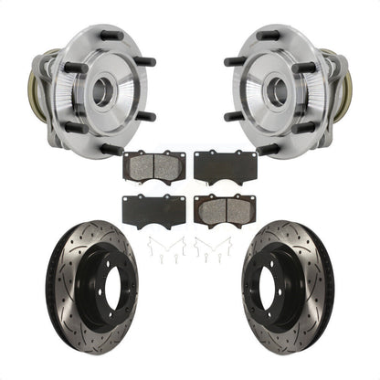 Hub Bearing Drilled Slot Brake Rotor Pads Front Kit For 10-21 Toyota 4Runner RWD