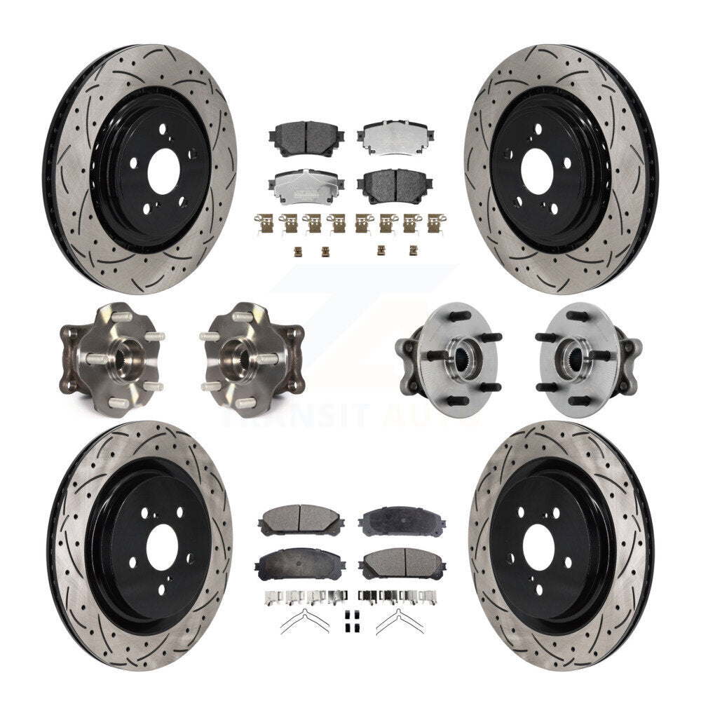 Hub Bearing Coat Brake Rotor Pad Front Rear Kit (10Pc) For Toyota Highlander AWD