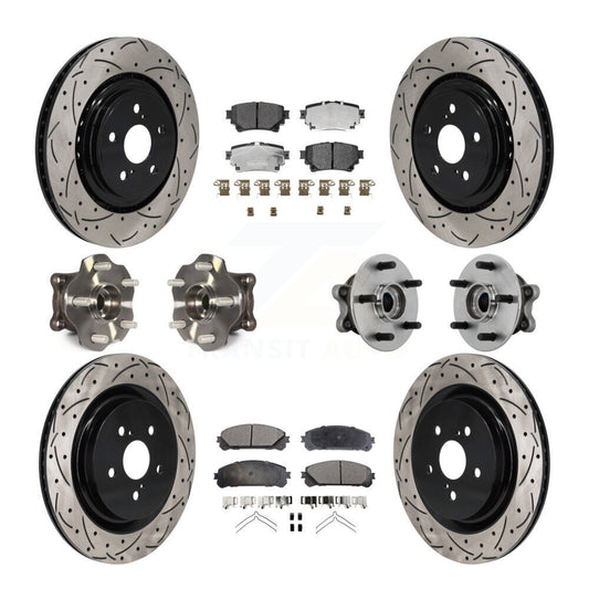 Hub Bearing Coat Brake Rotor Pad Front Rear Kit (10Pc) For Toyota Highlander AWD