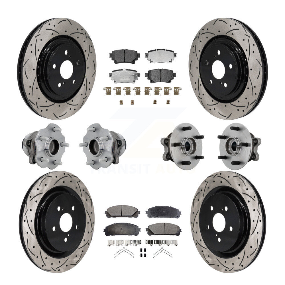 Hub Bearing Coat Brake Rotor Pad Front Rear Kit (10Pc) For Toyota Highlander FWD