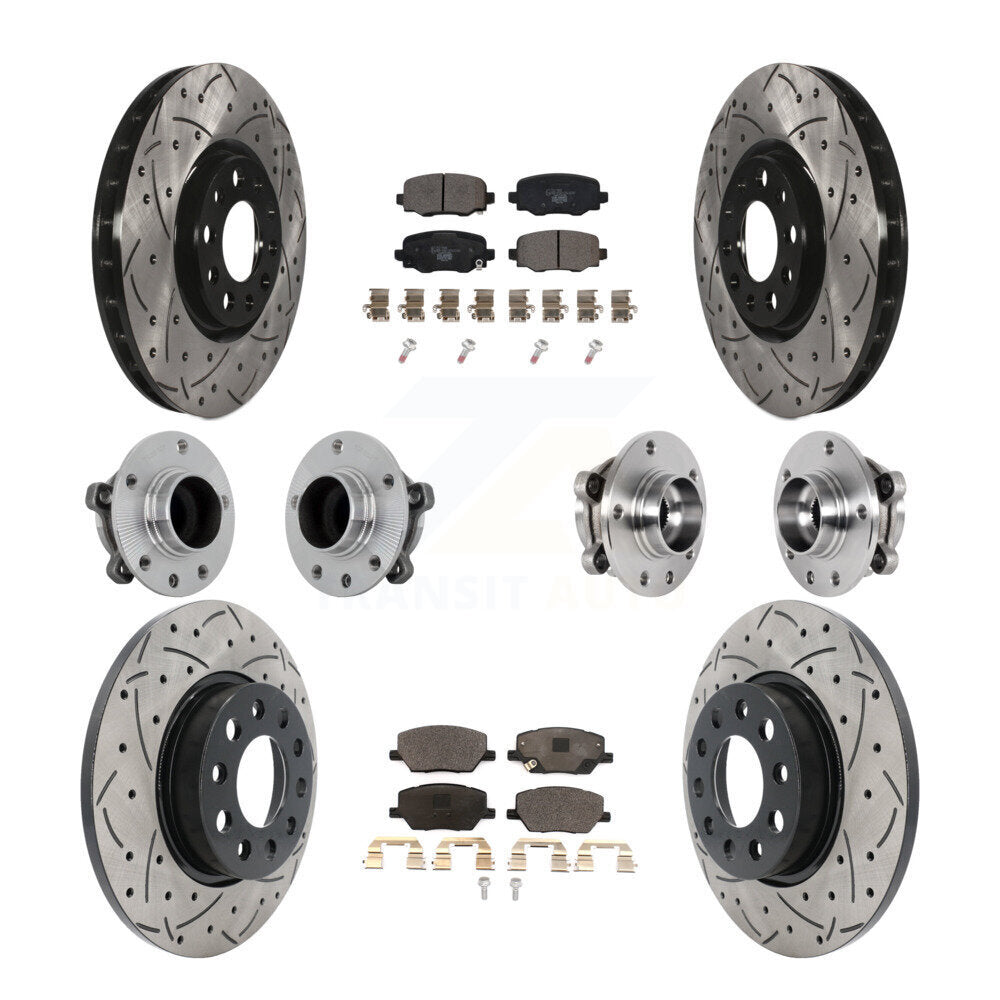 Hub Bearing Coated Brake Rotor Pads Front Rear Kit (10Pc) For Jeep Renegade Fiat