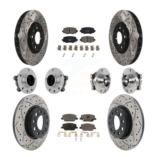 Hub Bearing Coated Brake Rotor Pads Front Rear Kit (10Pc) For Jeep Renegade Fiat