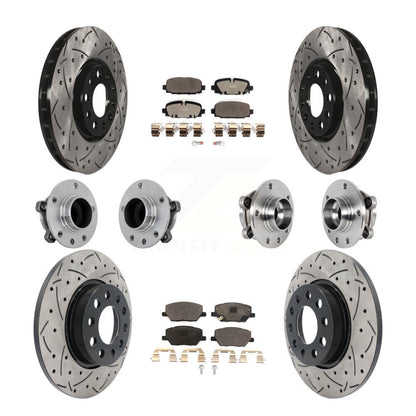 Hub Bearing Coated Brake Rotor & Pads Front Rear Kit (10Pc) For Jeep Compass FWD