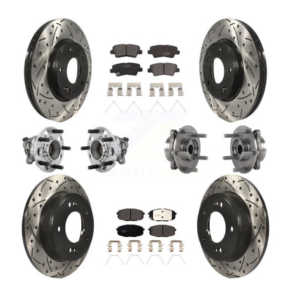 Hub Bearing Coat Brake Rotor Pads Front Rear Kit (10Pc) For Kia Forte Hyundai GT