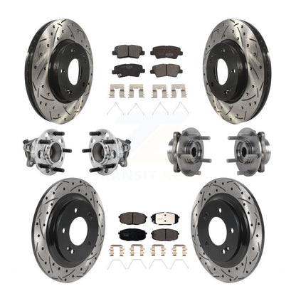 Hub Bearing Coated Brake Rotor Pads Front Rear Kit (10Pc) For Hyundai Elantra GT