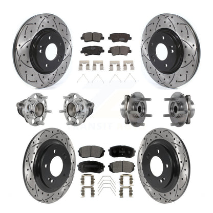 Hub Bearing Coated Brake Rotor Pads Front Rear Kit (10Pc) For Hyundai Elantra GT
