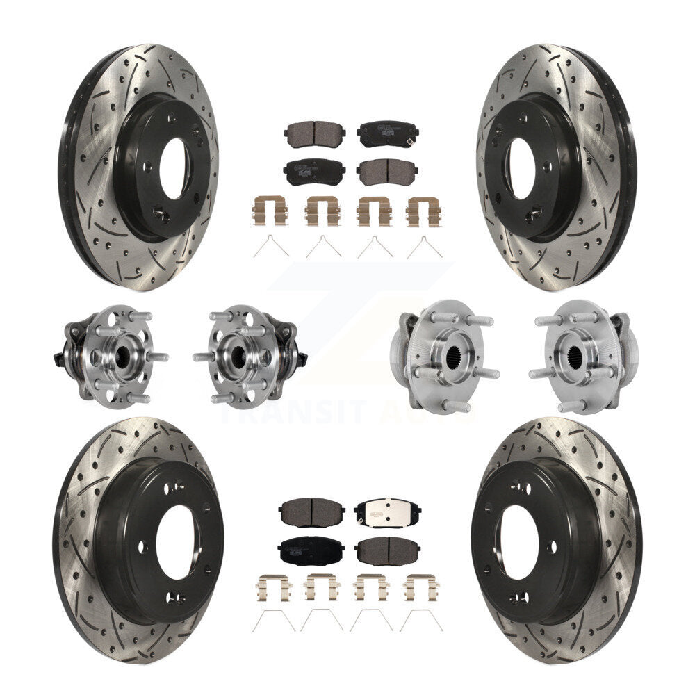 Hub Bearing Coated Disc Brake Rotor & Pad Front Rear Kit (10Pc) For Hyundai Kona