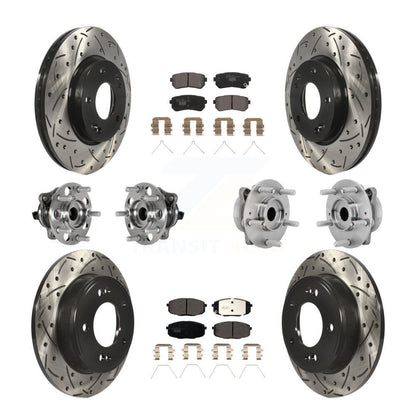 Hub Bearing Coated Disc Brake Rotor & Pad Front Rear Kit (10Pc) For Hyundai Kona