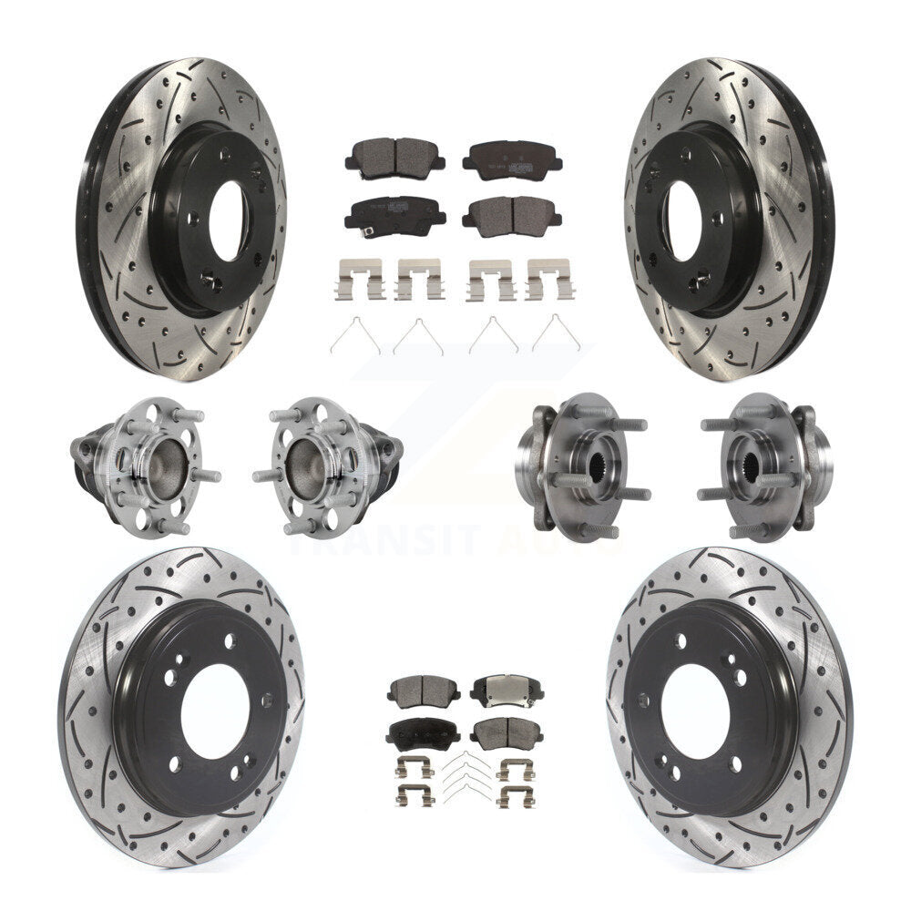 Hub Bearing Coated Brake Rotor & Pads Front Rear Kit (10Pc) For Hyundai Veloster