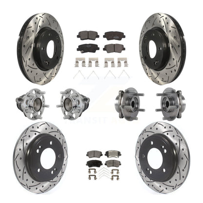 Hub Bearing Coated Brake Rotor & Pads Front Rear Kit (10Pc) For Hyundai Veloster