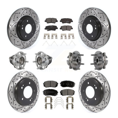 Hub Bearing Coated Brake Rotor & Pad Front Rear Kit (10Pc) For Kia Forte Hyundai