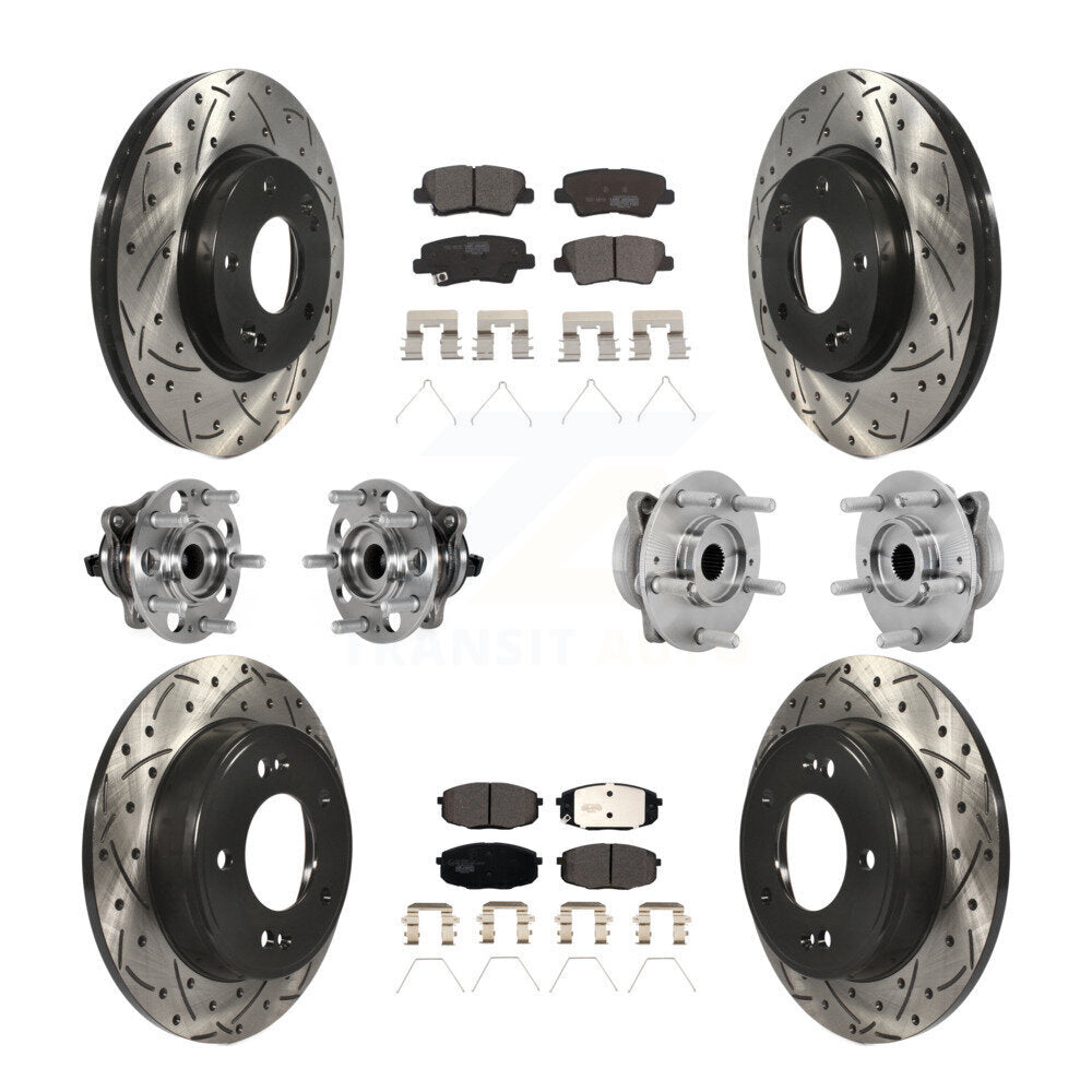 Hub Bearing Coated Disc Brake Rotor & Pad Front Rear Kit (10Pc) For Hyundai Kona