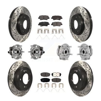 Hub Bearing Coated Disc Brake Rotor & Pad Front Rear Kit (10Pc) For Hyundai Kona