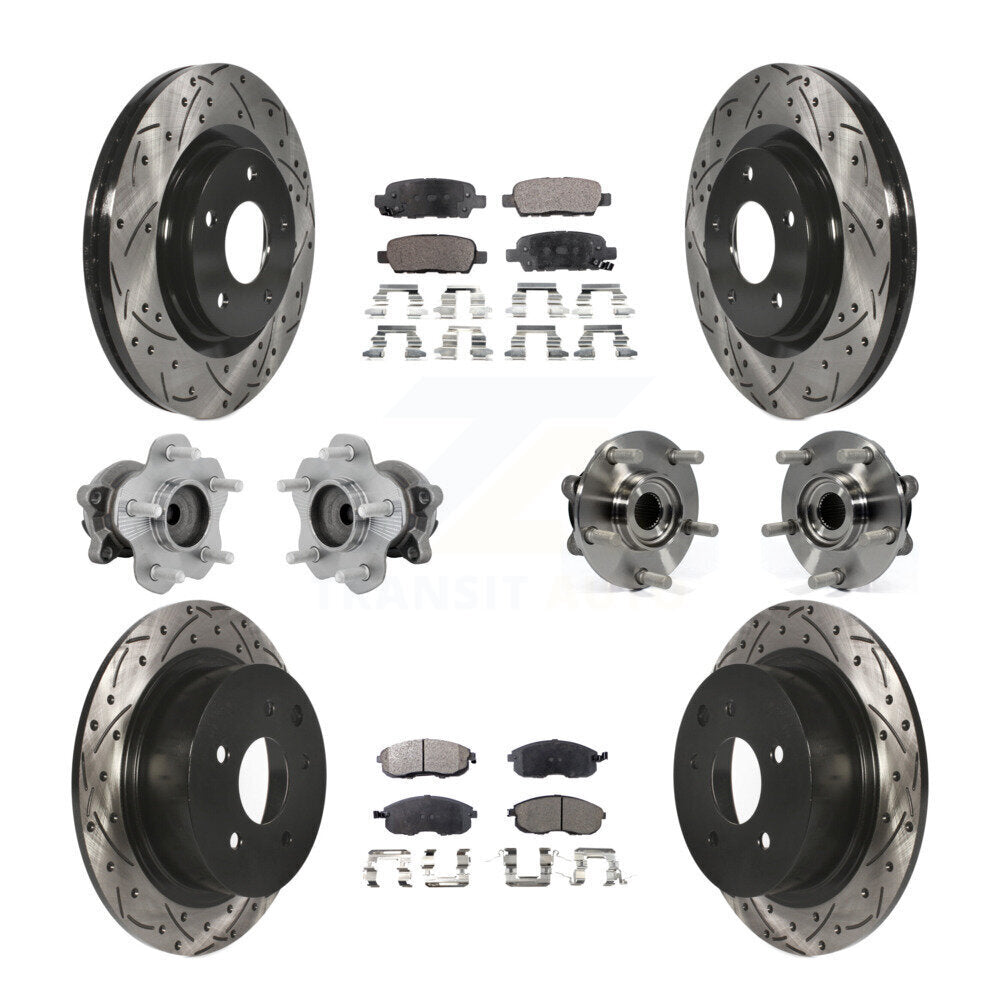 Hub Bearing Coated Disc Brake Rotor & Pads Front Rear Kit (10Pc) For Nissan Juke