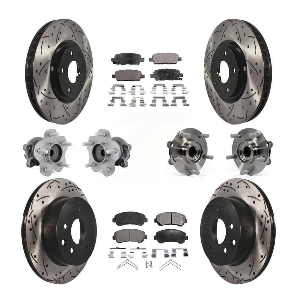 Hub Bearing Coated Disc Brake Rotor & Pads Front Rear Kit (10Pc) For Nissan Juke