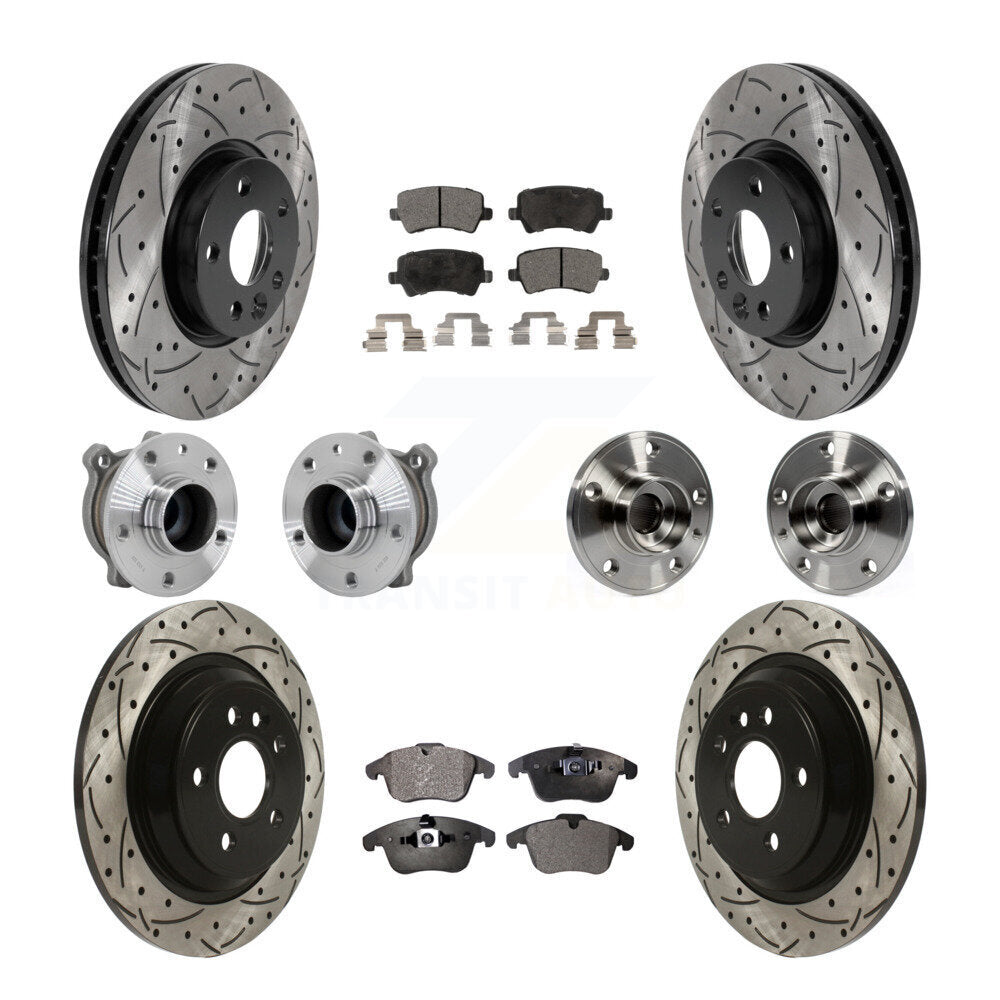 Hub Bearing Coated Brake Rotor Pad Front Rear Kit (10Pc) For 13-14 Volvo S60 FWD