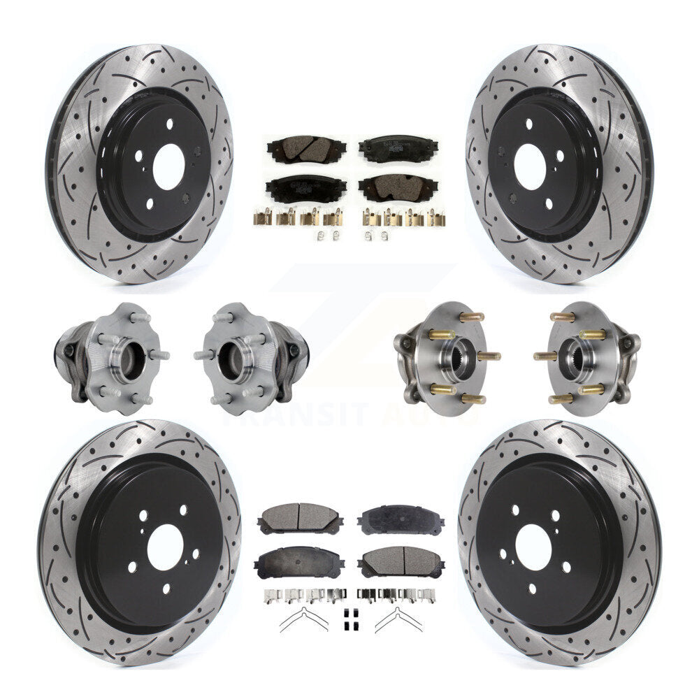 Hub Bearing Coated Brake Rotor Pads Front Rear Kit (10Pc) For Lexus RX350 RX350L