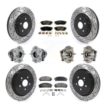 Hub Bearing Coated Brake Rotor Pads Front Rear Kit (10Pc) For Lexus RX350 RX350L