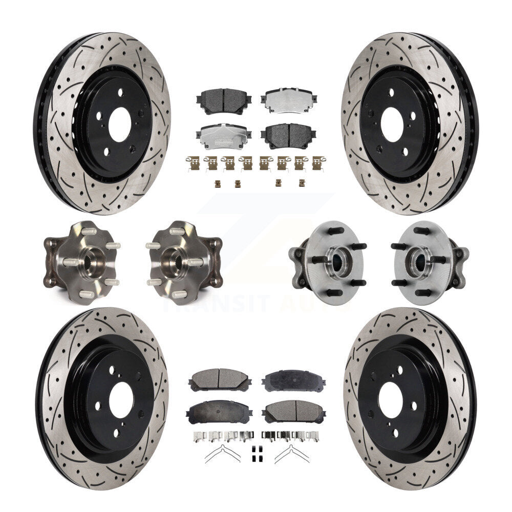 Hub Bearing Coated Brake Rotor & Pad Front Rear Kit (10Pc) For Toyota Sienna AWD