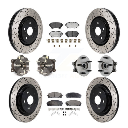 Hub Bearing Coated Brake Rotor & Pad Front Rear Kit (10Pc) For Toyota Sienna AWD