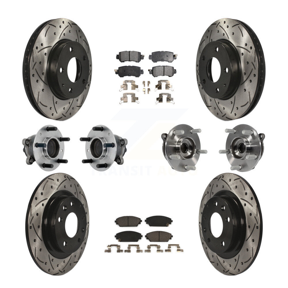 Hub Bearing Coat Brake Rotor Pads Front Rear Kit (10Pc) For 16-18 Mazda CX-3 FWD