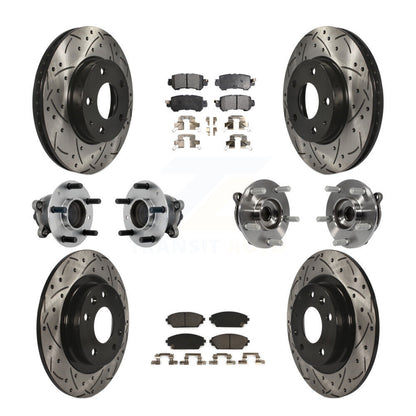 Hub Bearing Coat Brake Rotor Pads Front Rear Kit (10Pc) For 16-18 Mazda CX-3 FWD
