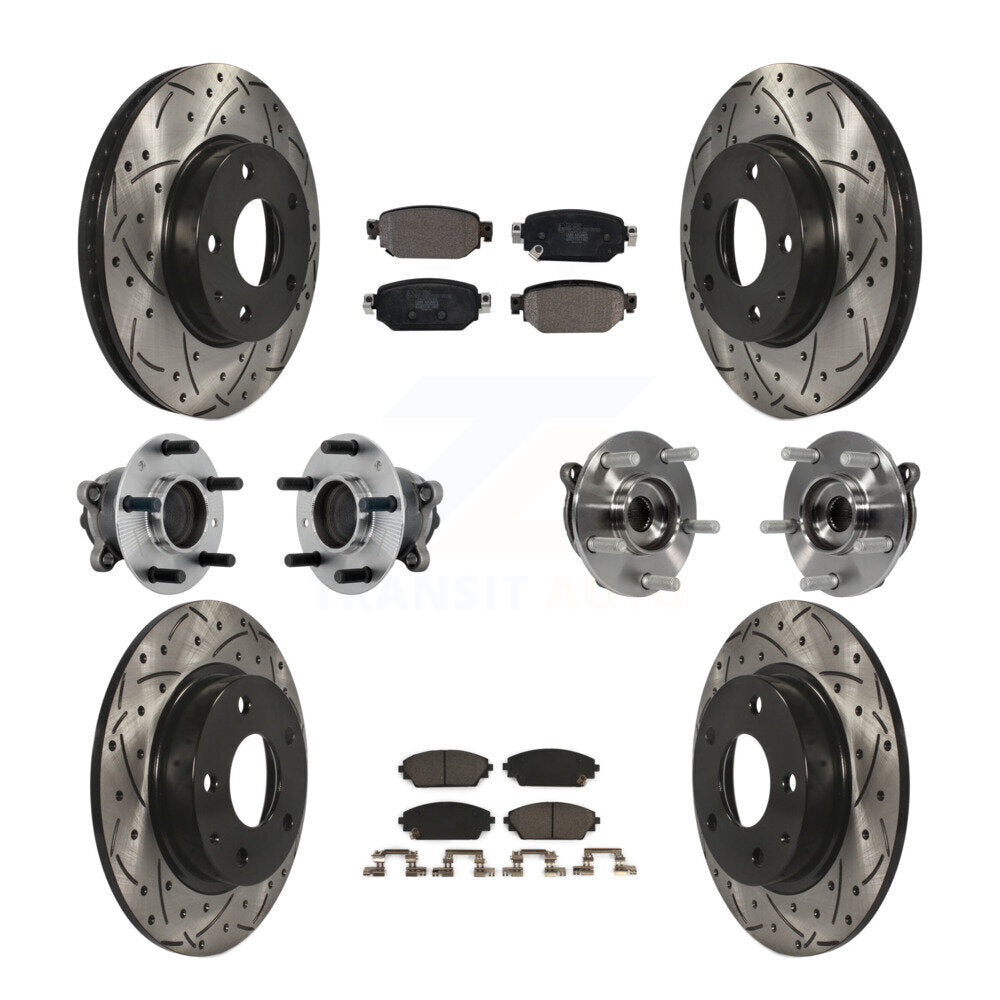 Hub Bearing Coat Brake Rotor Pads Front Rear Kit (10Pc) For 19-21 Mazda CX-3 FWD