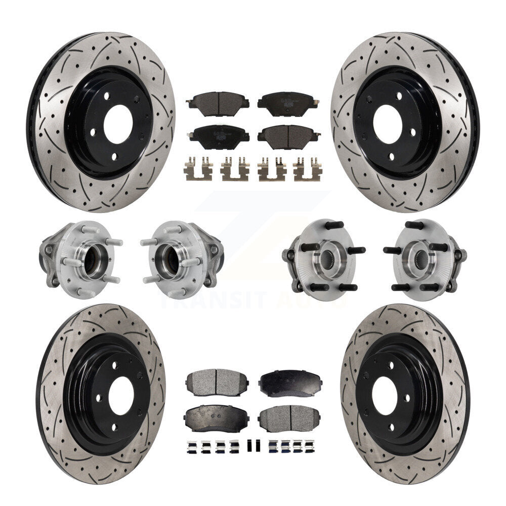 Hub Bearing Coat Brake Rotor Pads Front Rear Kit (10Pc) For 16-21 Mazda CX-9 FWD