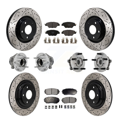 Hub Bearing Coat Brake Rotor Pads Front Rear Kit (10Pc) For 16-21 Mazda CX-9 FWD