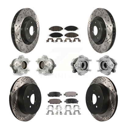 Hub Bearing Coated Brake Rotor & Pad Front Rear Kit (10Pc) For Nissan Murano FWD