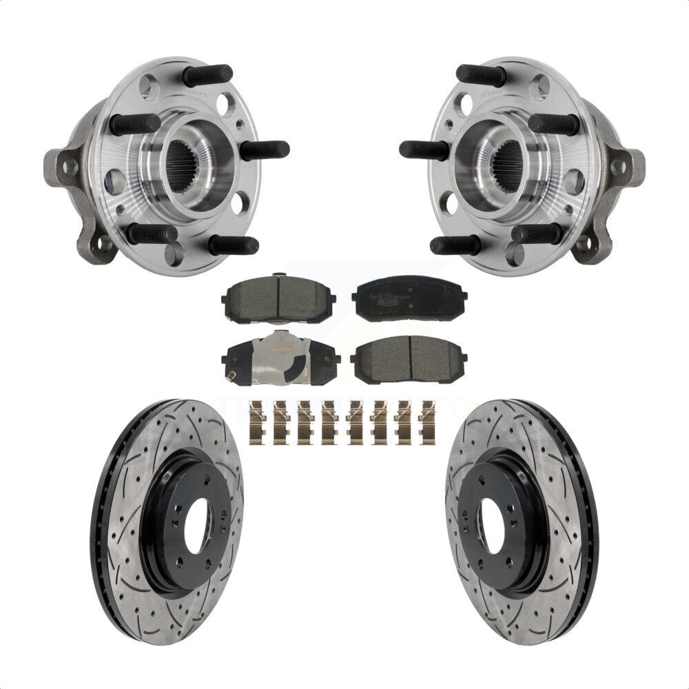 Hub Bearing Coat Drill Slot Brake Rotor Pads Front Kit For Hyundai Sonata Kia K5