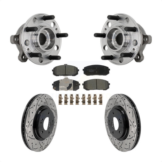 Hub Bearing Coat Drill Slot Brake Rotor Pads Front Kit For Hyundai Sonata Kia K5