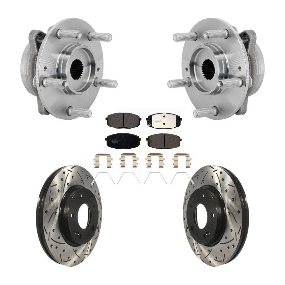 Hub Bearing Drilled Slot Brake Rotor & Pad Front Kit For Hyundai Kona Kia Seltos