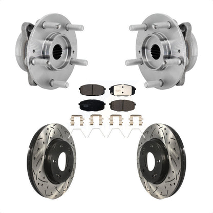 Hub Bearing Drilled Slot Brake Rotor & Pad Front Kit For Hyundai Kona Kia Seltos