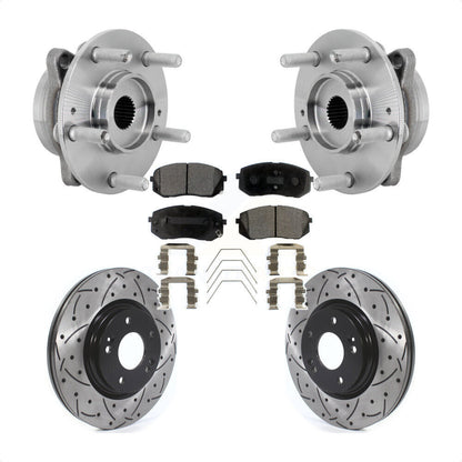 Hub Bearing Drilled Slot Brake Rotor & Pad Front Kit For Hyundai Kona Kia Seltos