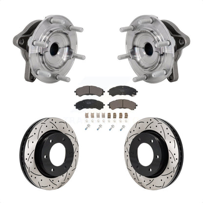 Hub Bearing Drilled Slot Brake Rotor Pad Front Kit For 2019-2023 Ford Ranger 4WD