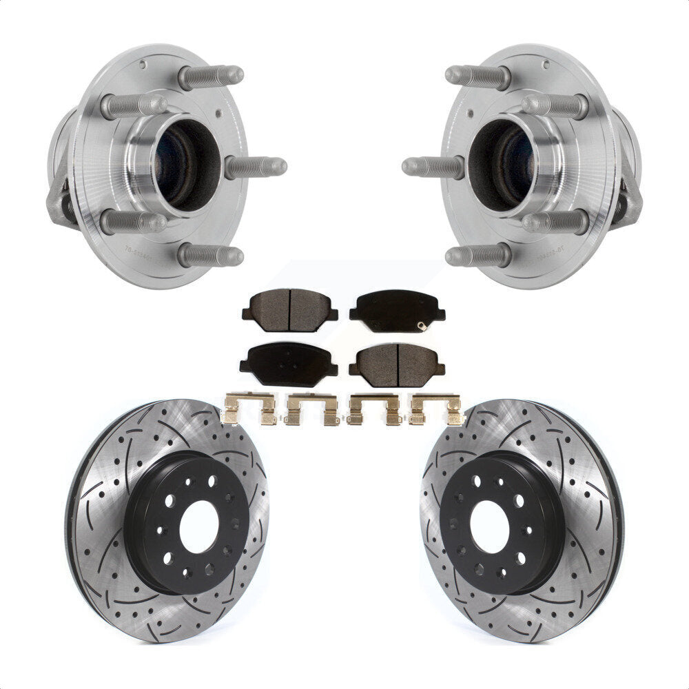 Hub Bearing Assembly Drilled Slot Brake Rotor Pad Front Kit For Chevrolet Camaro