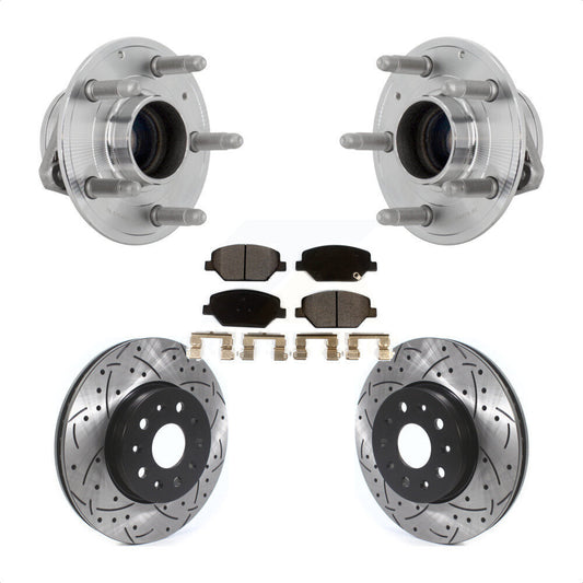 Hub Bearing Assembly Drilled Slot Brake Rotor Pad Front Kit For Chevrolet Camaro