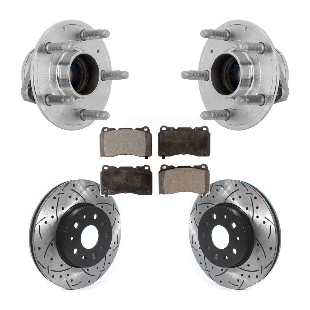 Hub Bearing Drilled Slot Brake Rotor Pad Front Kit For Chevrolet Camaro Cadillac