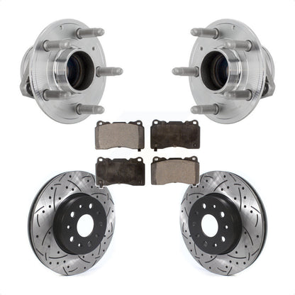 Hub Bearing Drilled Slot Brake Rotor Pad Front Kit For Chevrolet Camaro Cadillac