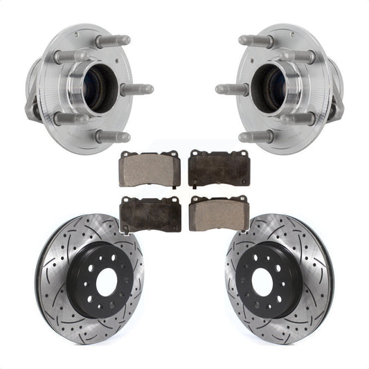 Hub Bearing Drilled Slot Brake Rotor Pad Front Kit For Chevrolet Camaro Cadillac